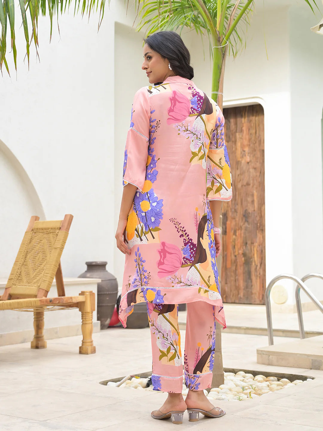 Pink Multi Muslin Ethnic Digital Print Co-ord Set