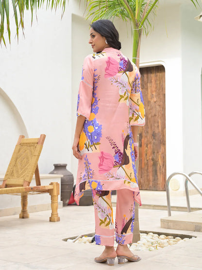Pink Multi Muslin Ethnic Digital Print Co-ord Set