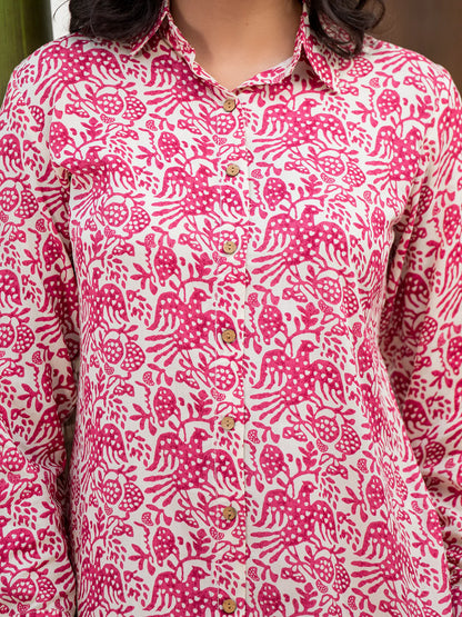 Red Ethnic Viscose Rayon Floral Print Casual Co-ord Sets