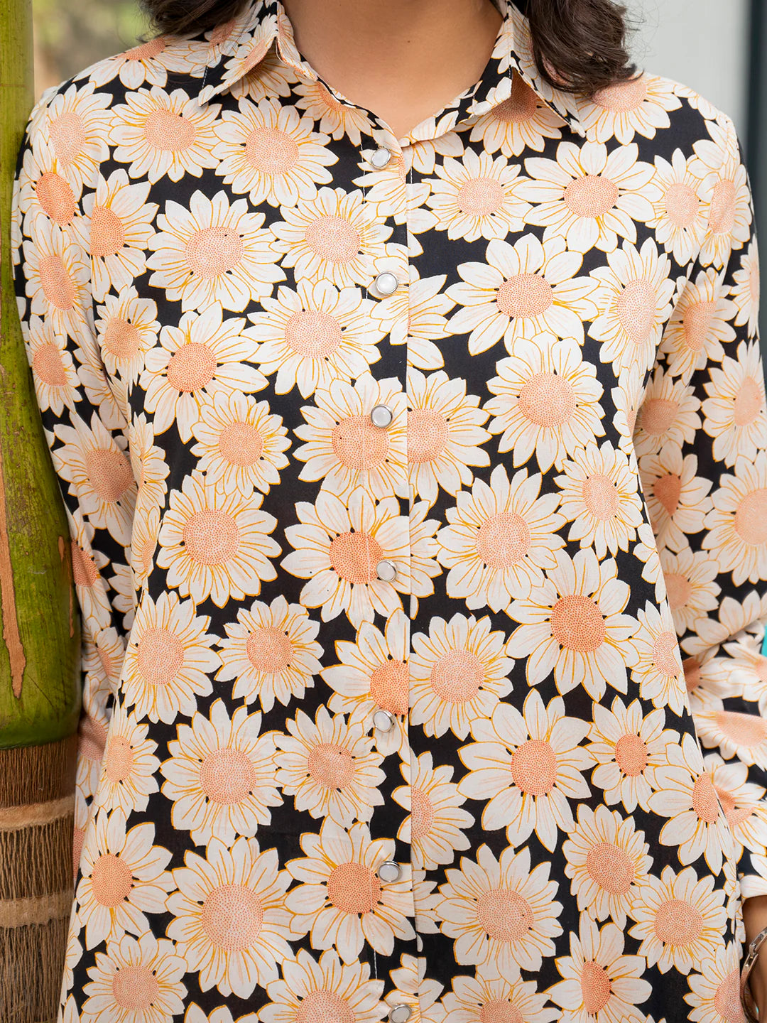 Black Ethnic Viscose Rayon Floral Print Casual Co-ord Sets