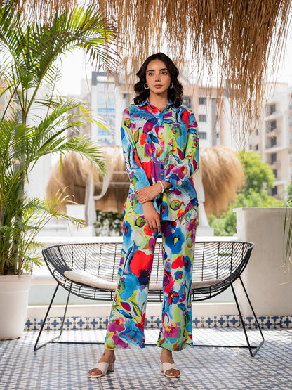 Multi Color Viscose Rayon Ethnic Floral Print Co-ord Sets