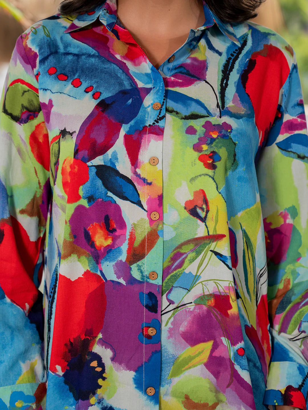 Multi Color Viscose Rayon Ethnic Floral Print Co-ord Sets
