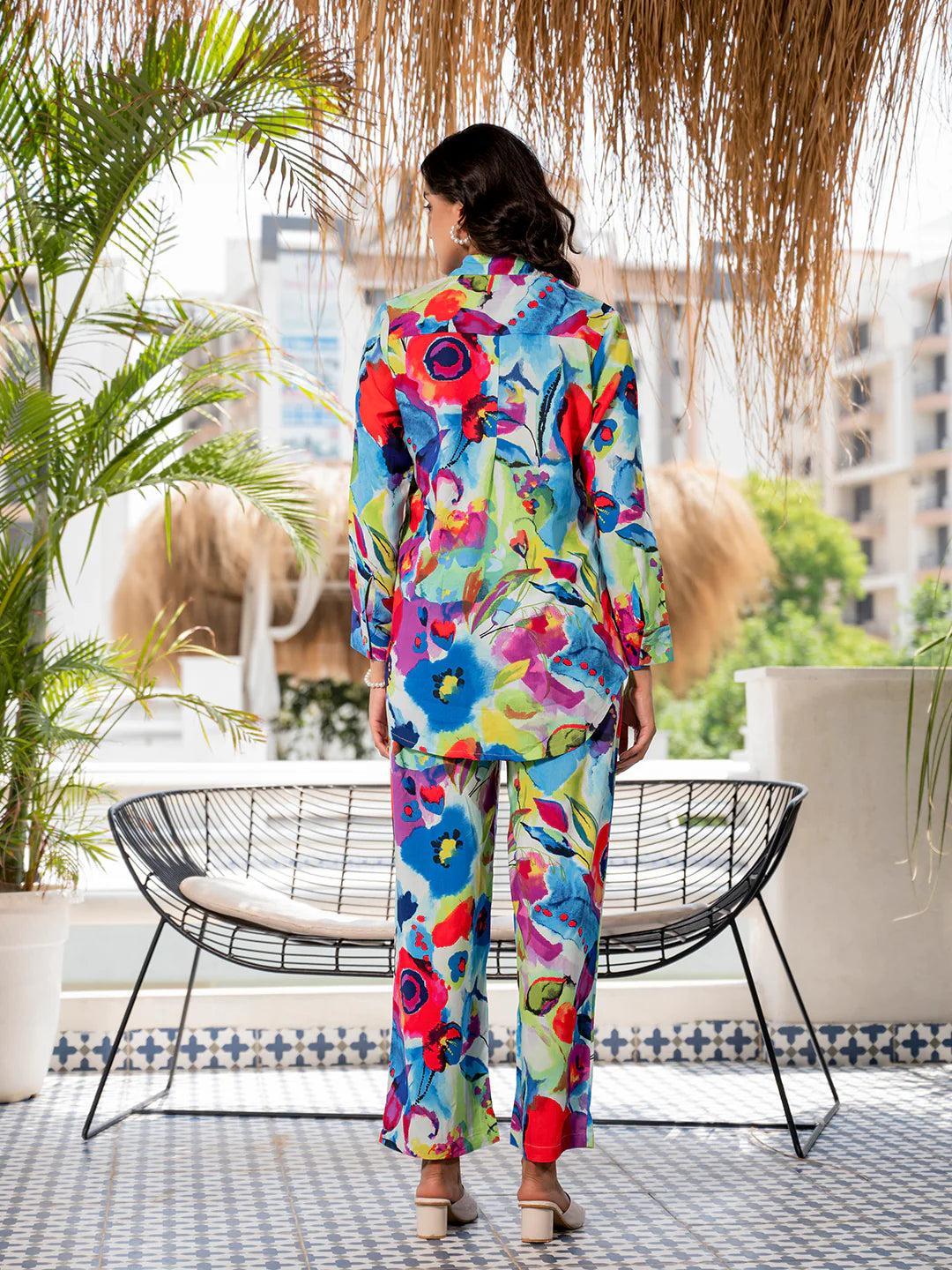 Multi Color Viscose Rayon Ethnic Floral Print Co-ord Sets