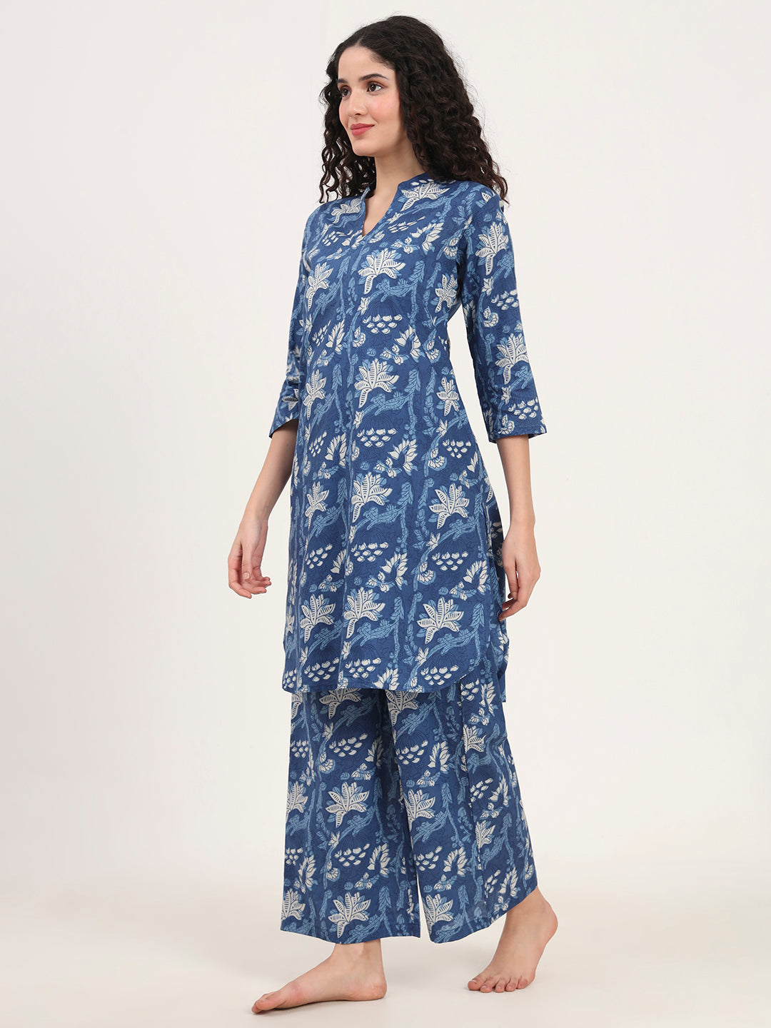 Indigo Blue cotton Night Suit Set for women