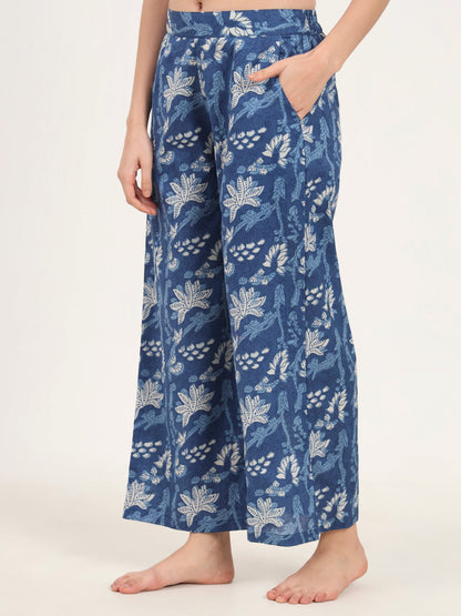 Indigo Blue cotton Night Suit Set for women