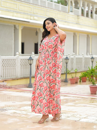 Pink Cotton Kaftaan Dress