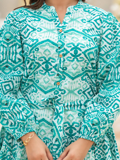 Sea Green Cotton Midi Dress