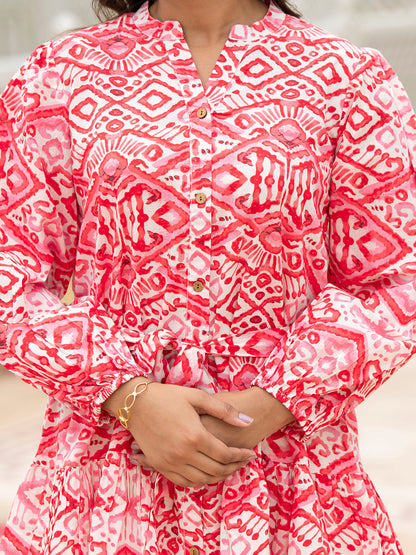 Pink Cotton Midi Dress