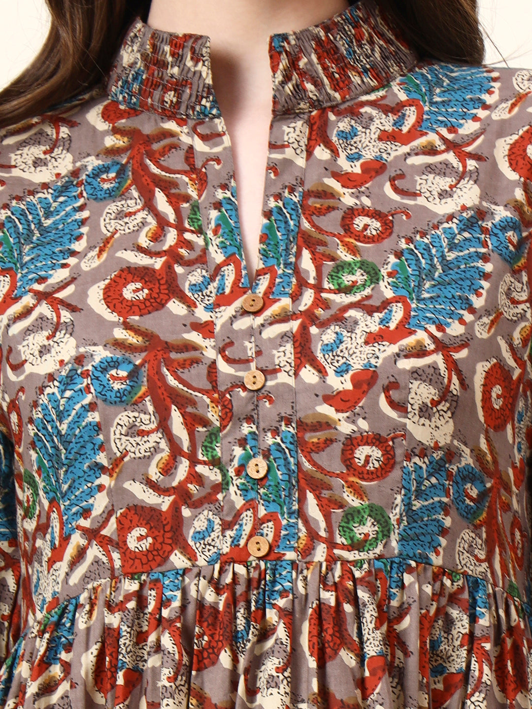 Multi Color Boat Neck Cotton Dress