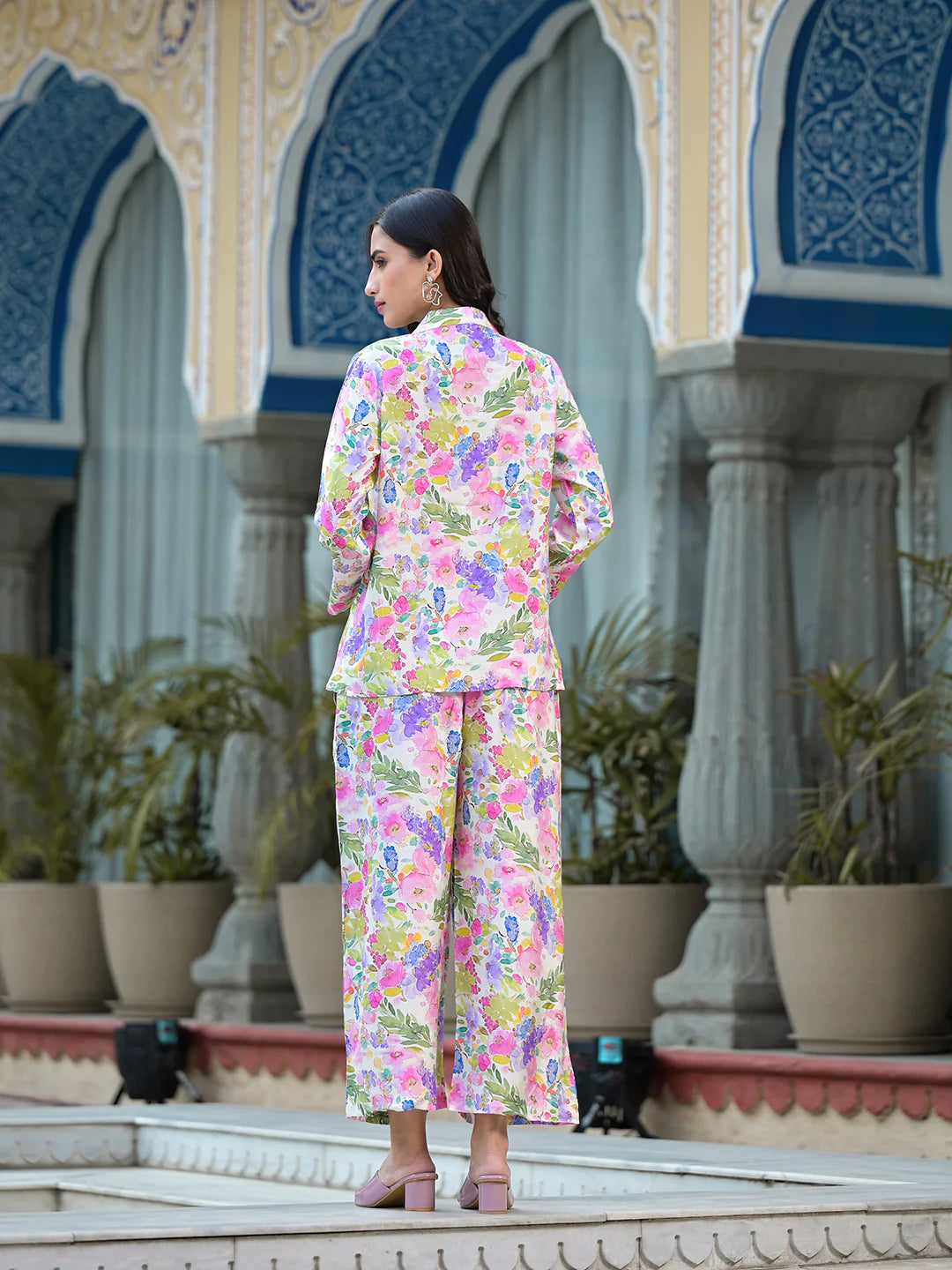 Multicolored Floral Print Muslin Casual Co-ord Set