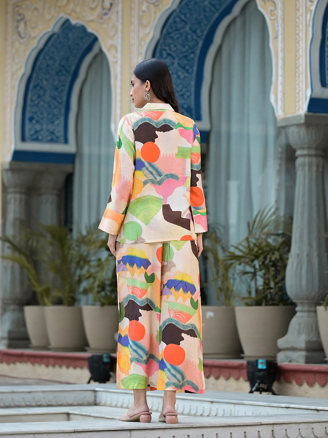 Peach Multi Muslin Floral Printed Co-ord Set