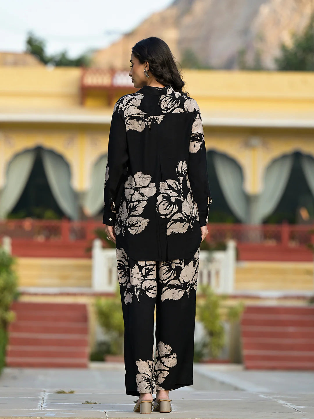 Black Hand Painted Muslin Casual Co-ord Set