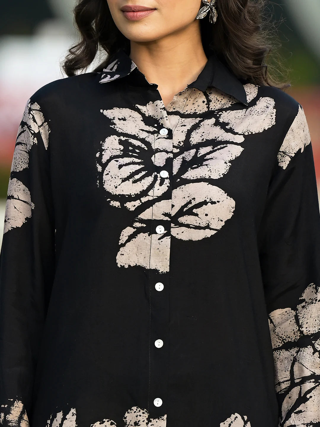 Black Hand Painted Muslin Casual Co-ord Set