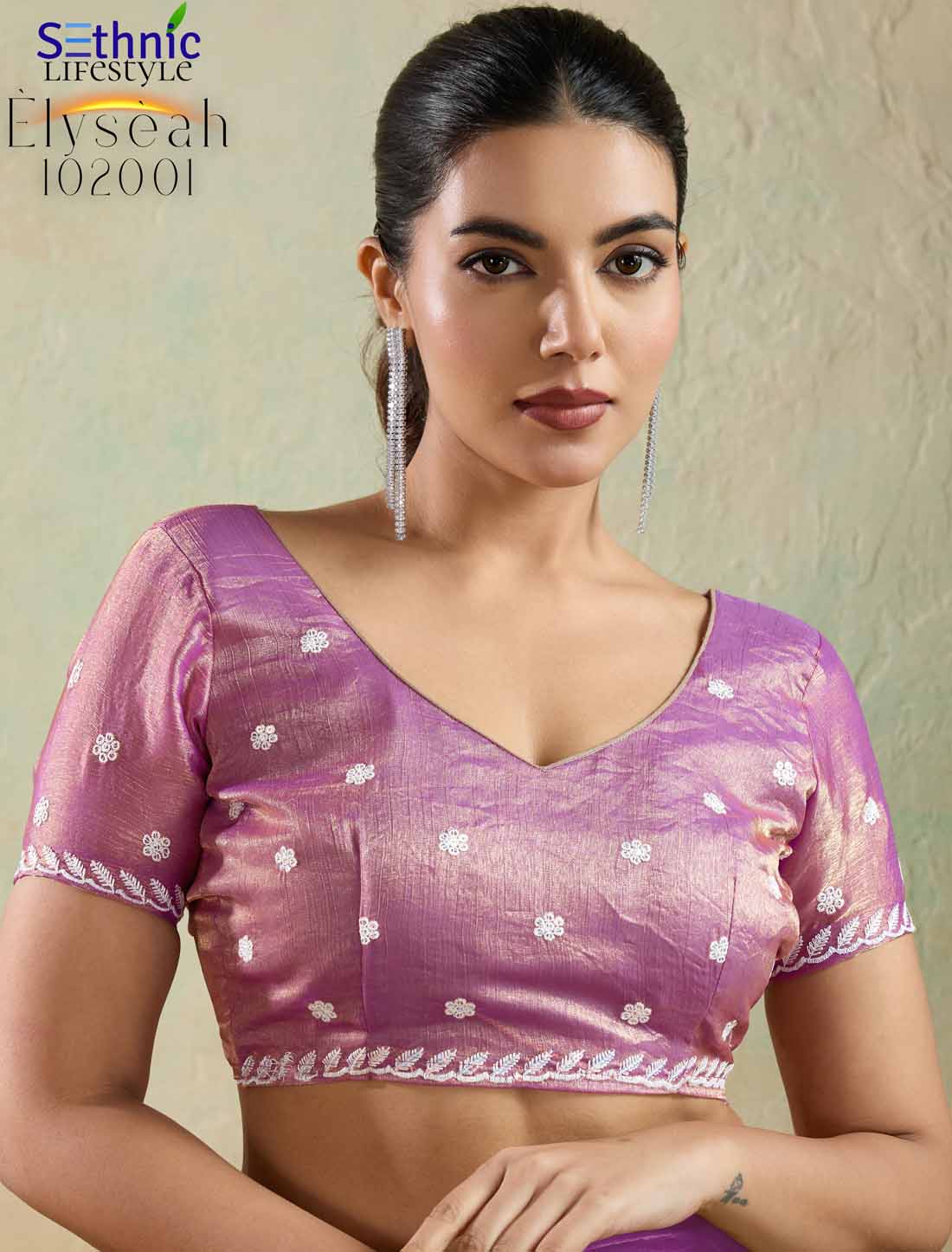 Ethnic Velvet Chiffon Tensile Thread & Sequins Embroidery Saree