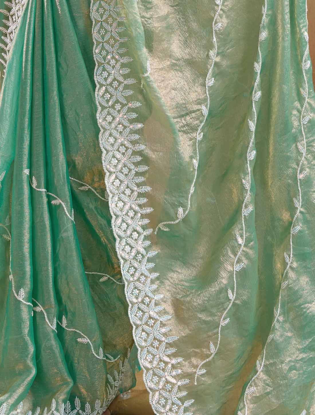 Velvet Chiffon Tensile Ethnic Thread & Sequins Embroidery Saree