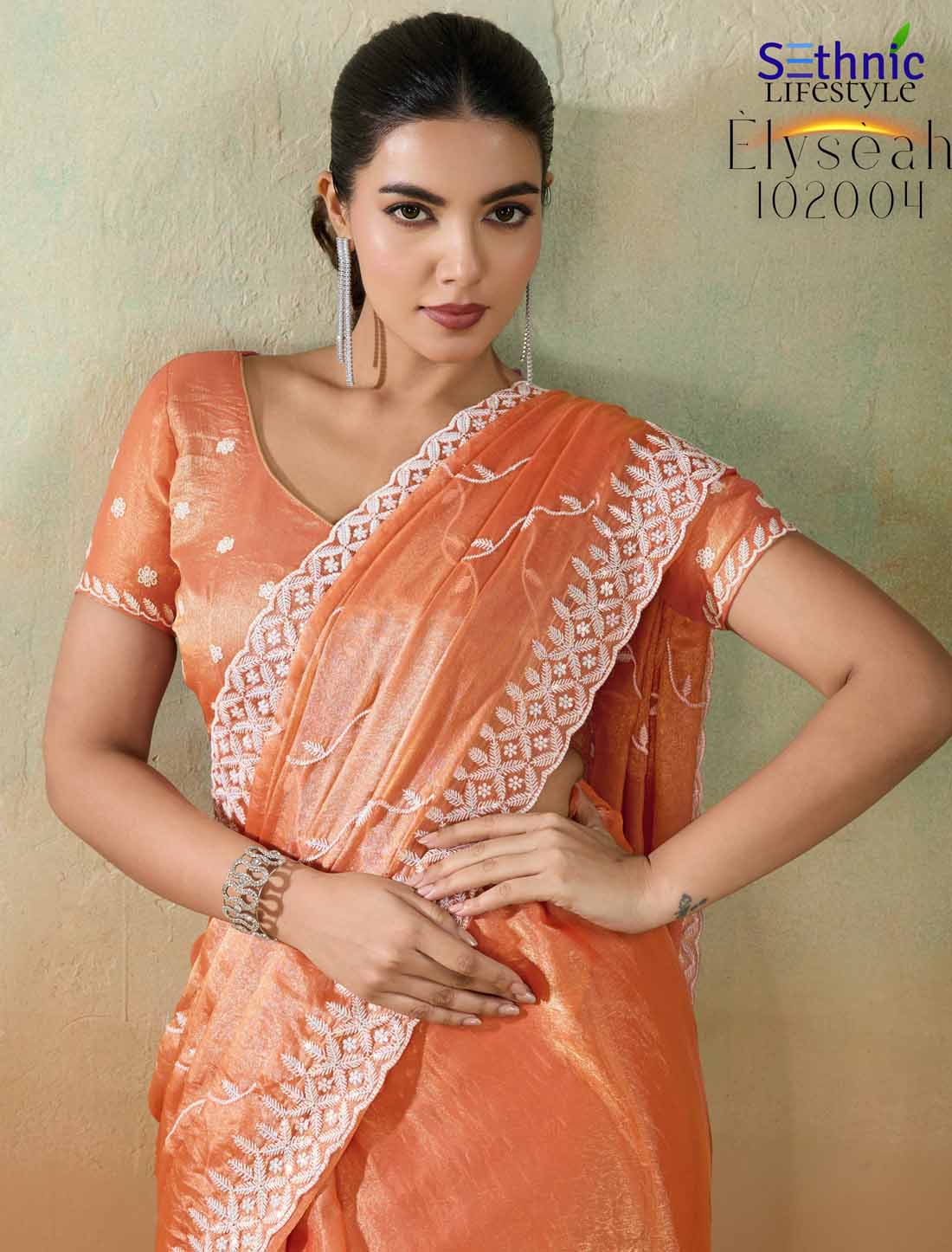 Velvet Chiffon Tensile Thread & Sequins Embroidery Ethnic Saree