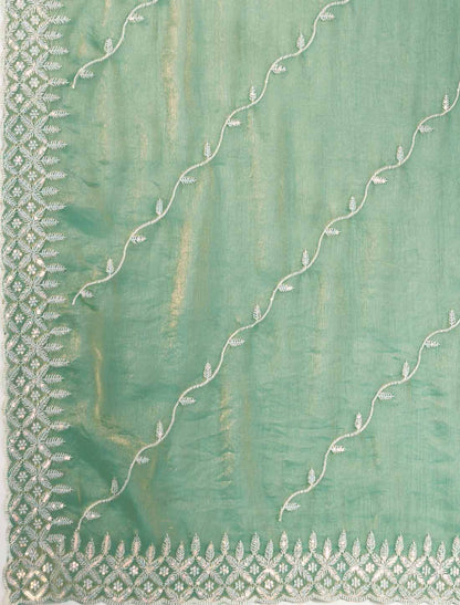 Velvet Chiffon Tensile Ethnic Thread & Sequins Embroidery Saree