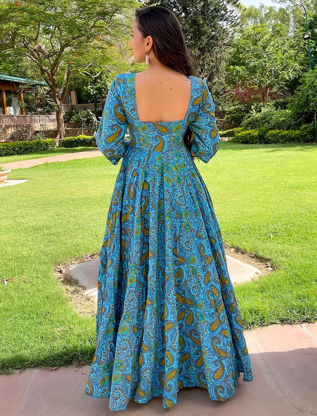 Pure Cotton With Hevay Crepe Westren Long Gown