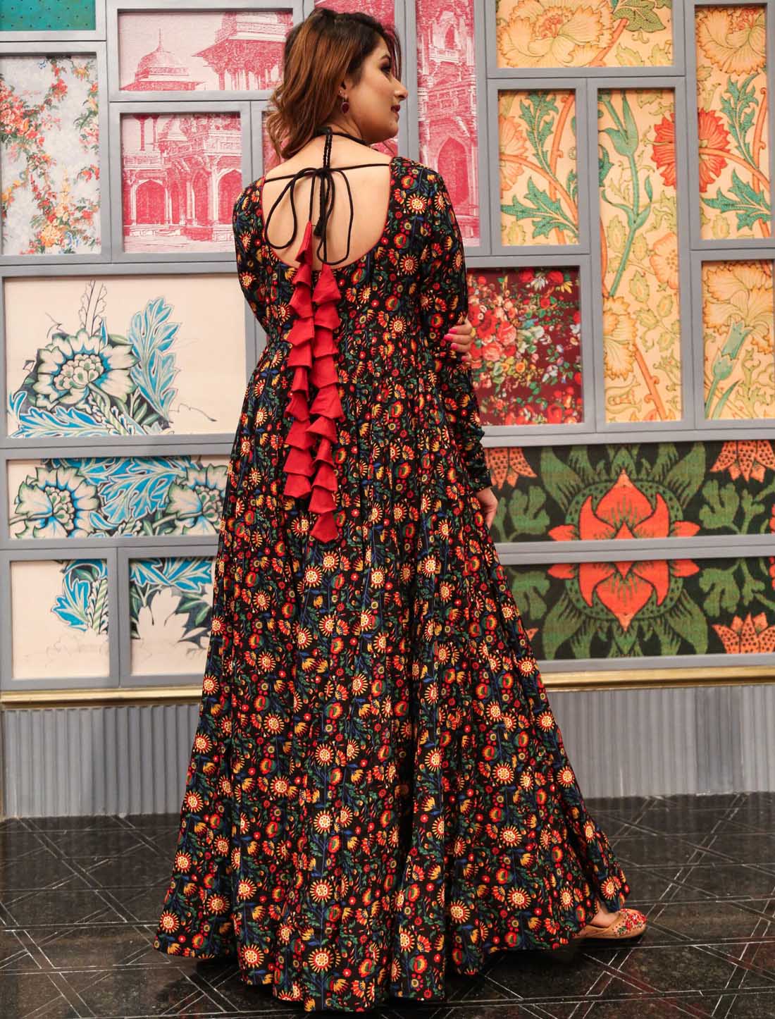 Hevay Crepe With Pure Cotton Westren Style Long Gown