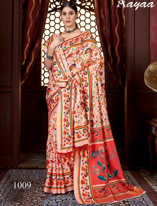 Light Pink Pashmina Blouse And Shawl With Digital Print Stylish Beautiful Looking Sarees