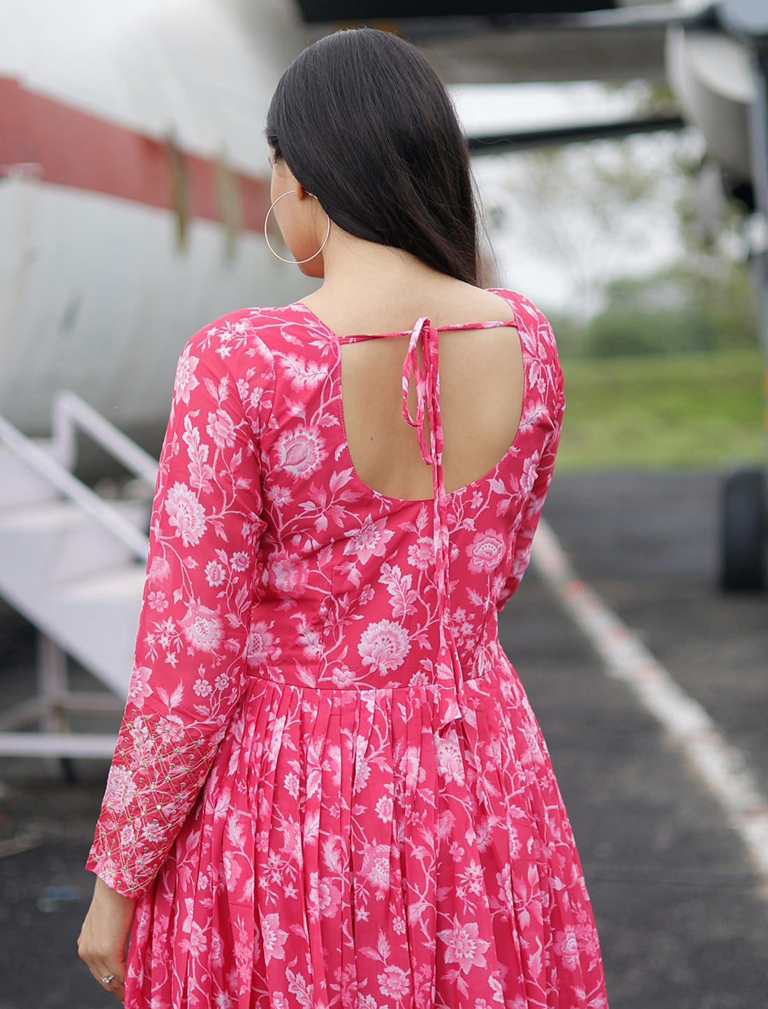 Pink Faux Georgette Sequins Work Gown For Women