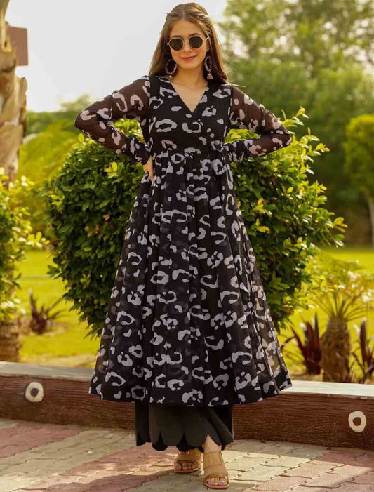 Women Ethnic Georgette Party Wear Printed Gown
