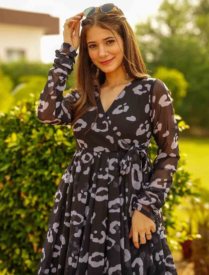 Women Ethnic Georgette Party Wear Printed Gown