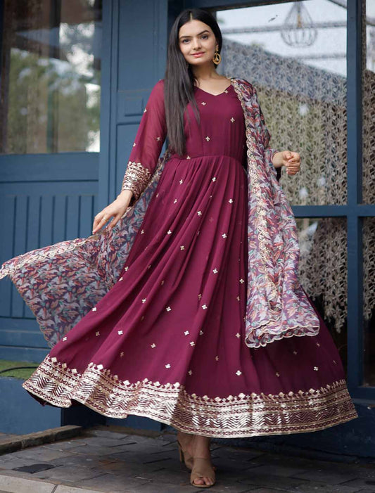Ethnic Women Georgette Party Wear Embroidery Gown