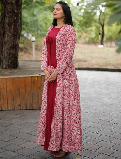 Rayon Ethnic Georgette Shrug With Embroidery Work Gown