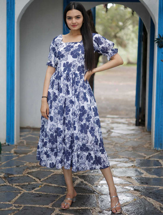 Cotton Inner With Faux Georgette Ethnic Digital Print Gown
