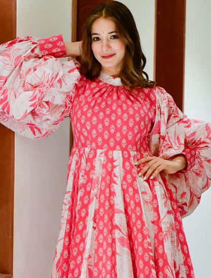 Cotton Silk With Hevay Crepe An Digital Printed Ethinc Gown