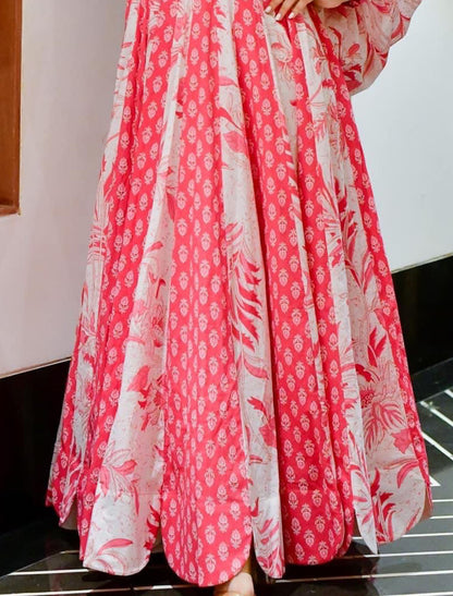 Cotton Silk With Hevay Crepe An Digital Printed Ethinc Gown