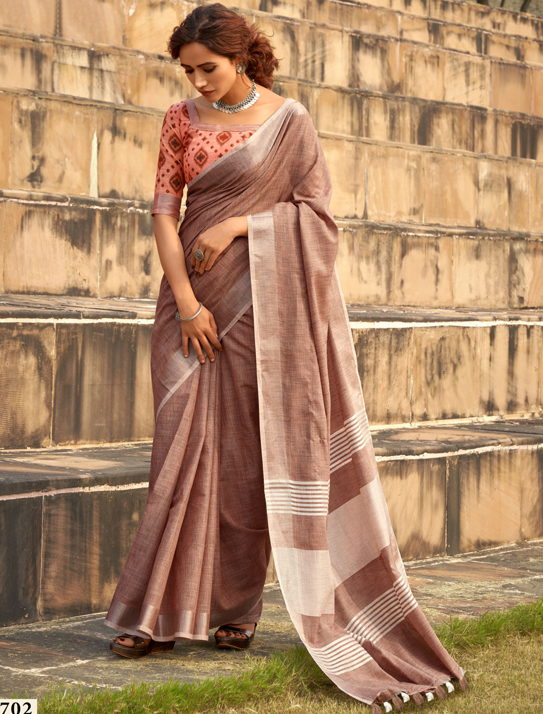 Serene Splendor Soft Linen With Khadi Silk Women Saree