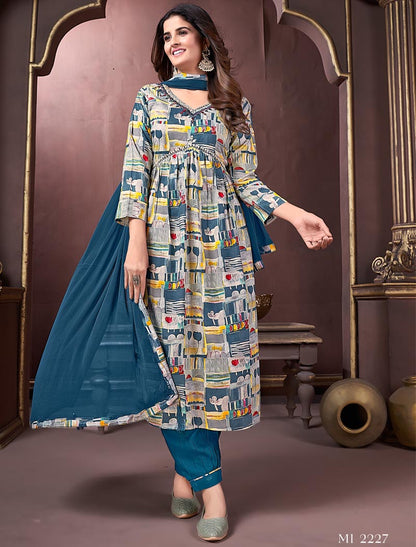 Luxurious Grace Rayon Women Ethnic Kurta Set Heavy Quality Ensemble With Pant & Heavy Najmin Dupatta