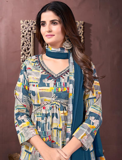 Luxurious Grace Rayon Women Ethnic Kurta Set Heavy Quality Ensemble With Pant & Heavy Najmin Dupatta