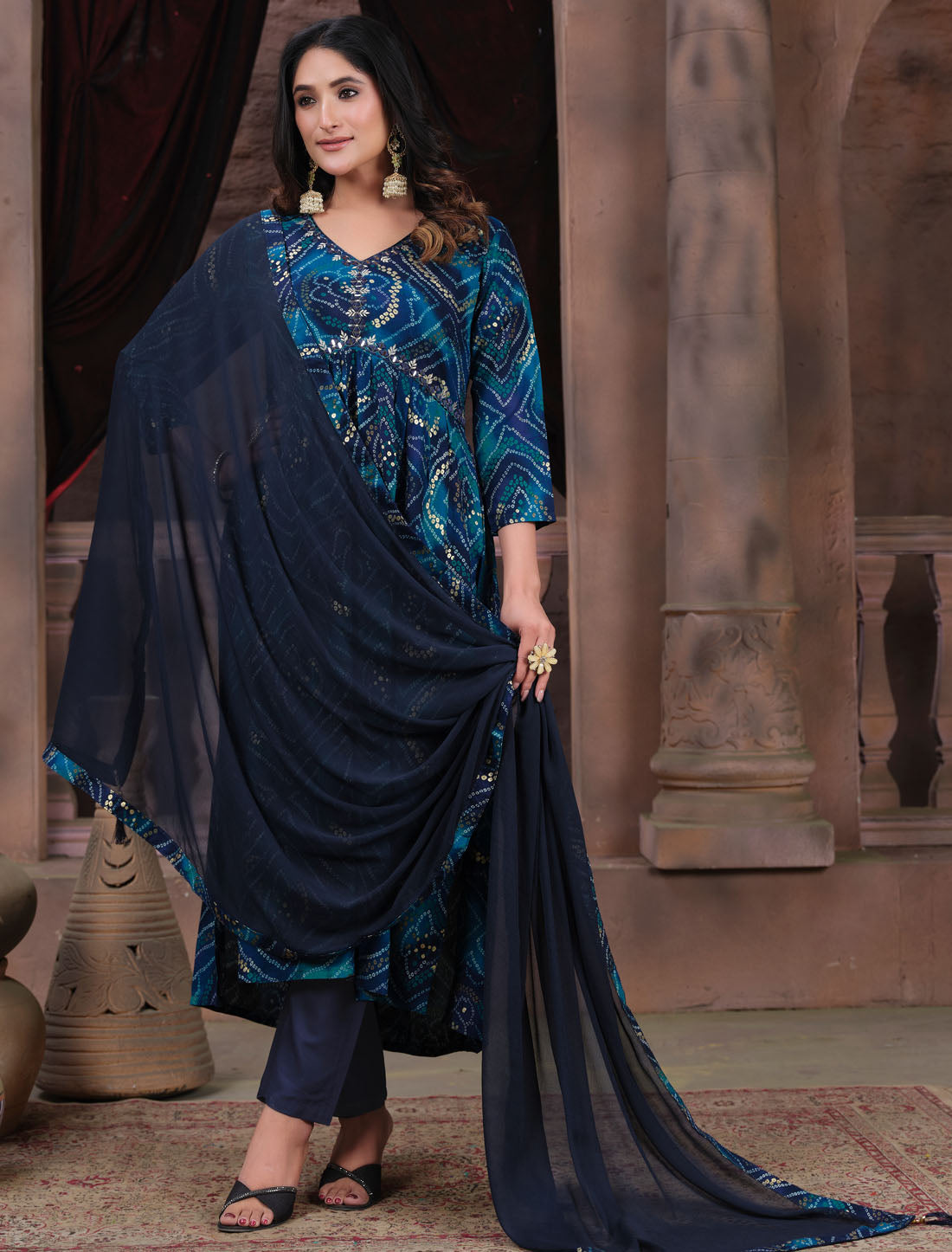 Royal Elegance Premium Rayon Export Quality Handwork With Heavy Najmin Dupatta Kurta Set