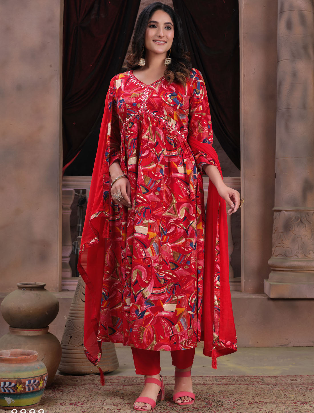 Ethereal Grace Rayon Export Quality Handwork With Heavy Najmin Dupatta Kurta Set