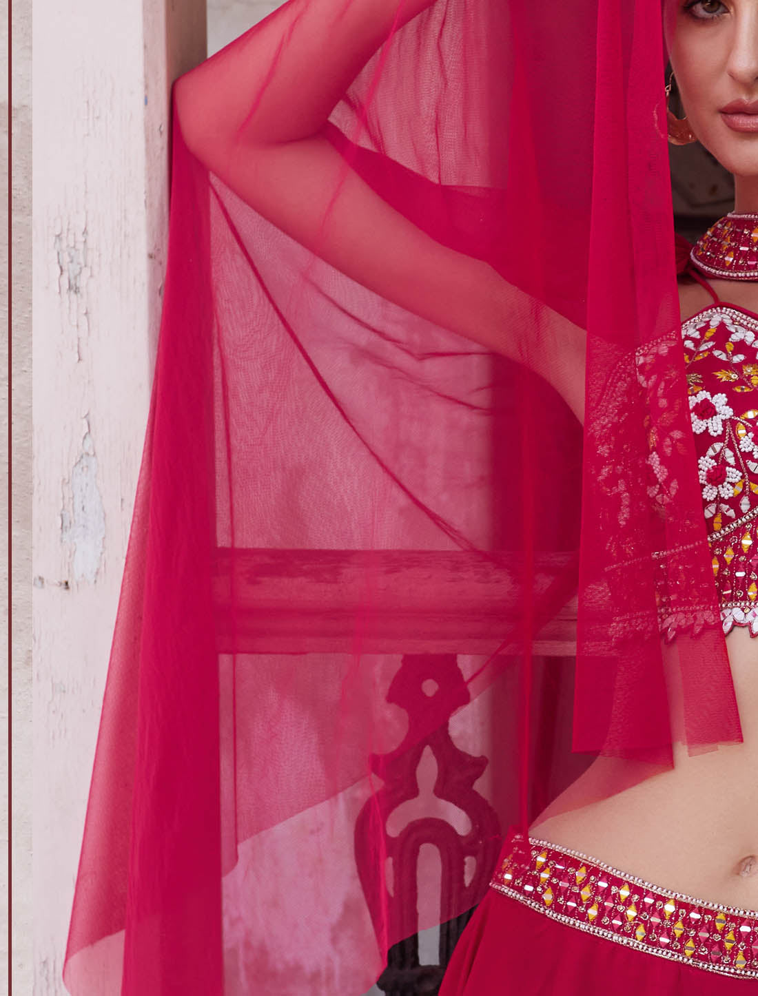 Rani Pink Georgette Wedding & Party Wear Lehenga Choli For Women Readymade Handcrafted Elegance