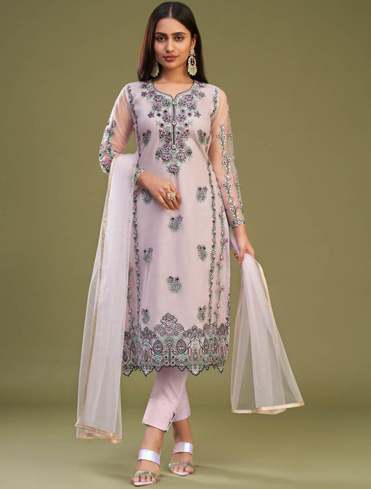 Peach Beautifully Crafted Embroidery Party Wear Women Kurta Sets