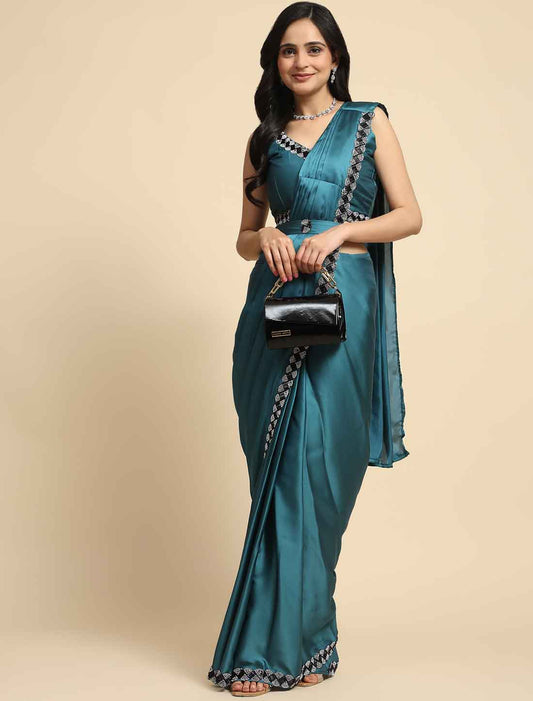 Satin Silk with Stone Work Elevate Our Ethnic Saree