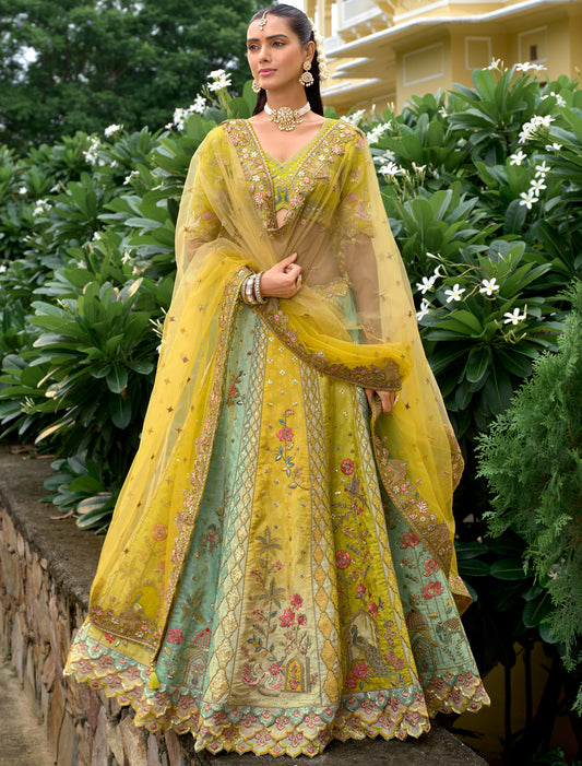 Ethnic Green Fancy Silk An Net Heavy Embeoidery Designer Lehenga Choli