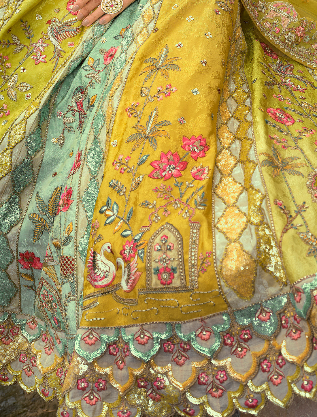 Ethnic Green Fancy Silk An Net Heavy Embeoidery Designer Lehenga Choli