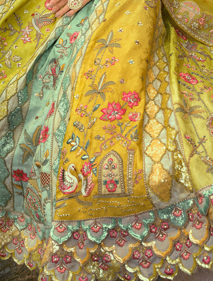 Ethnic Green Fancy Silk An Net Heavy Embeoidery Designer Lehenga Choli
