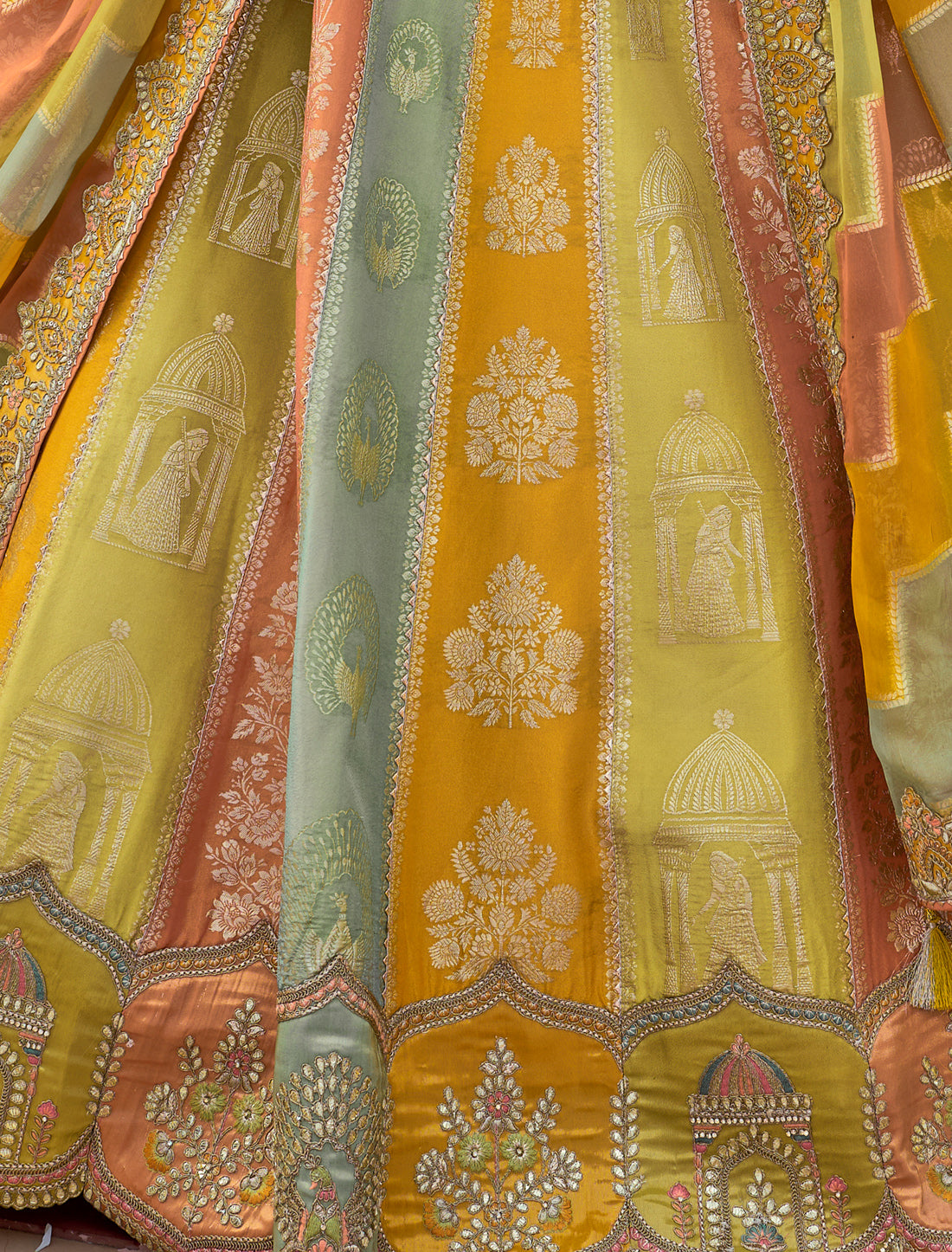 Designer Yellow Fancy Silk An Net Hevay Embroidery Ethnic Lehenga Choli