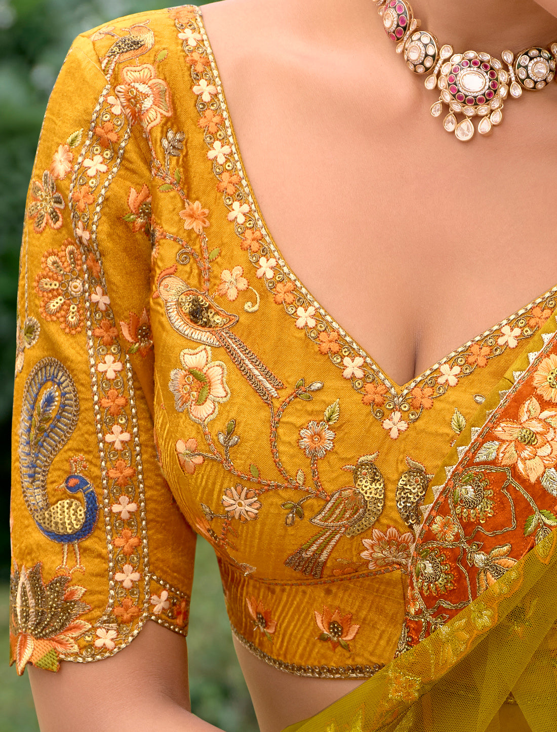 Mustard Yellow Fancy Silk An Net Hevay Emboridery Designer Lehenga Choli