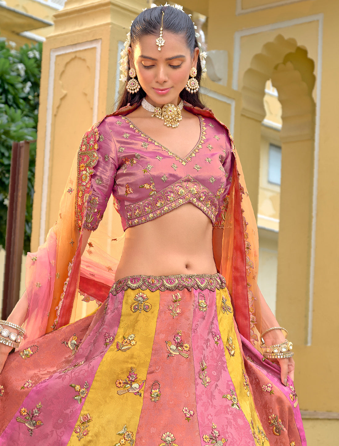 Light Pink Fancy Silk An Net Heavy Embroidery Designer Lehenga Choli