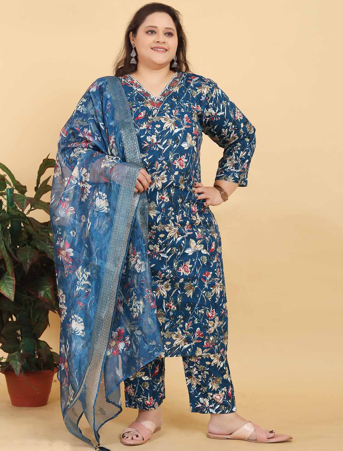 Blue Ethnic Premium Rayon Export Quality Hand Work Kurta Sets