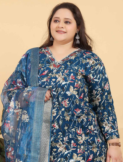 Blue Ethnic Premium Rayon Export Quality Hand Work Kurta Sets