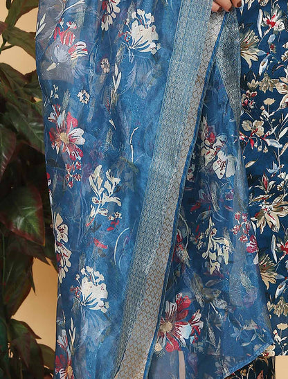 Blue Ethnic Premium Rayon Export Quality Hand Work Kurta Sets