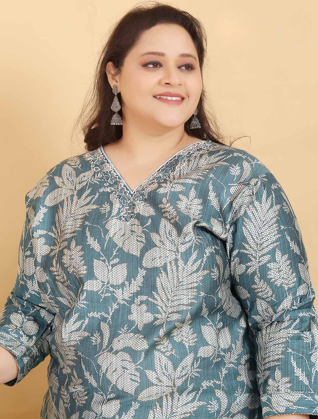 Sky Blue Ethnic Premium Lichi Export Quality Hand Work Kurta Sets